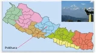 pokhara in map map of nepal pointing pokhara