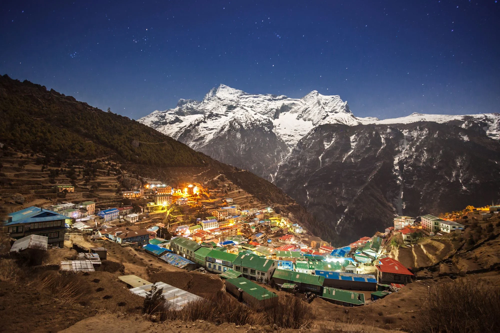 Photo 2: night view namche bazaar with mountain 1790061663330 u81fgy