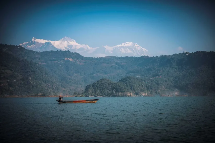 A person boating on Phewa Lake Pokhara
